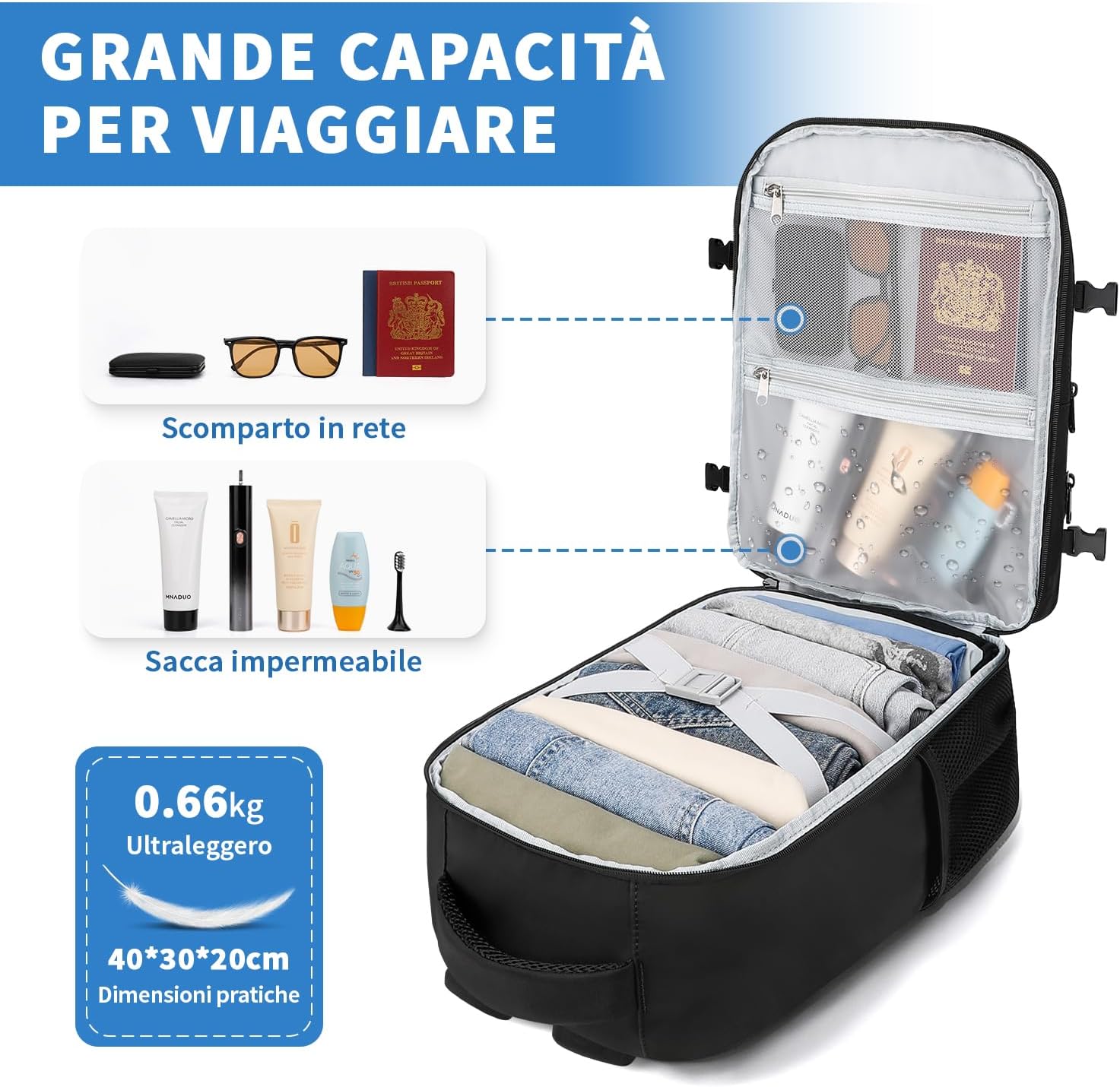 ZOMFELT Ryanair Backpack 40 x 30 x 20, 24L Hand Lu... - immagine 5