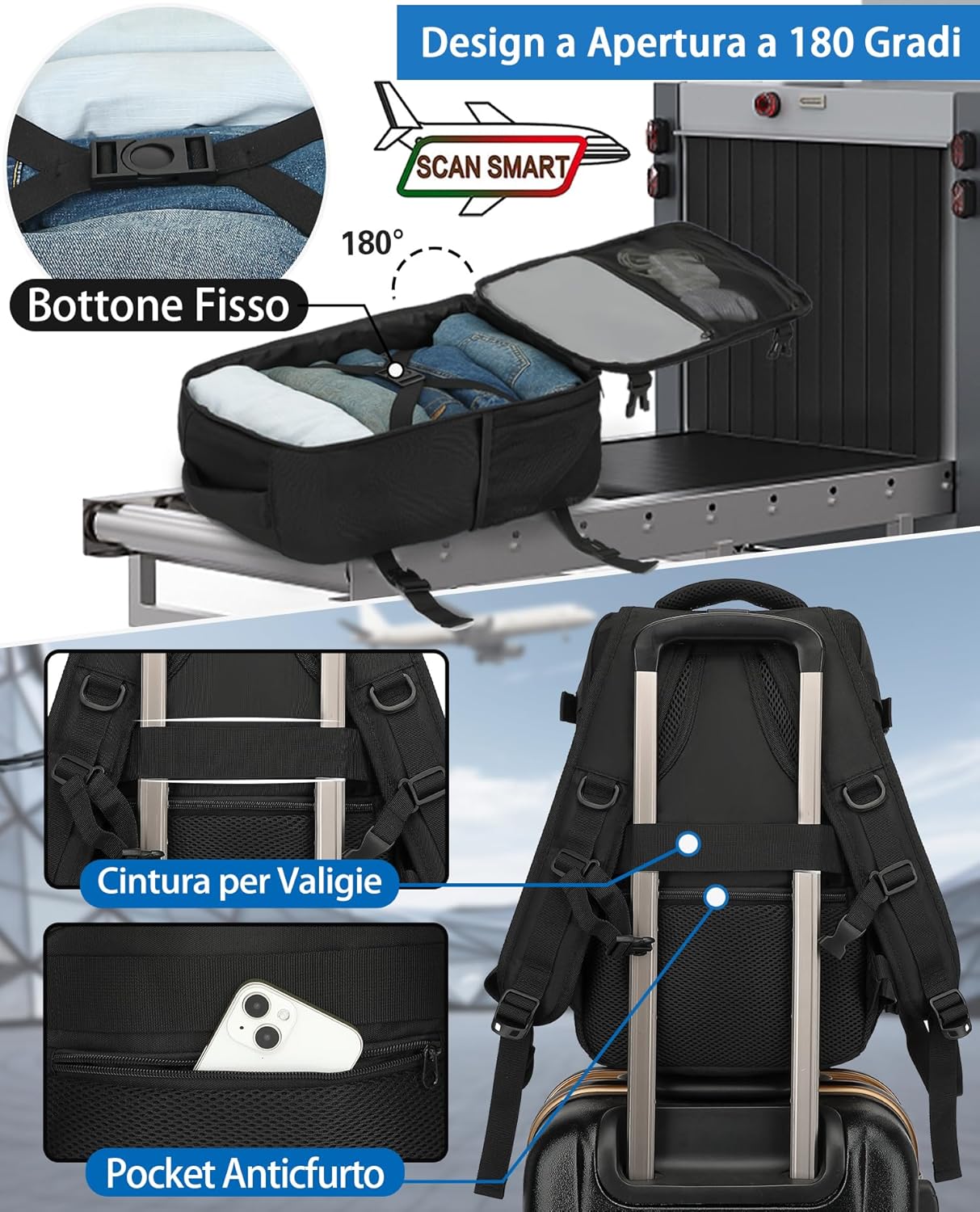 KLOSTAIN Ryanair Backpack 40 x 20 x 25 cm Travel A... - immagine 4