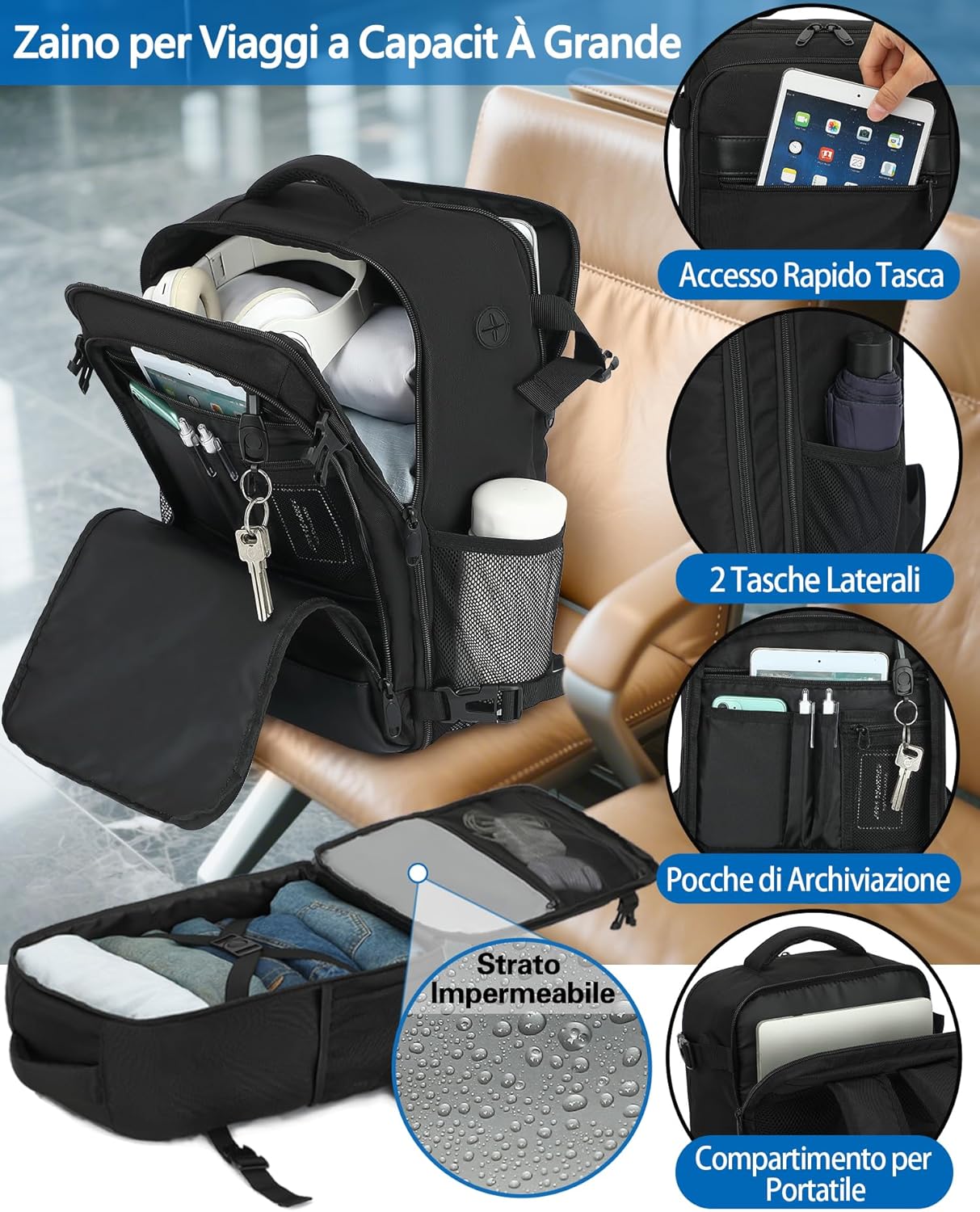 KLOSTAIN Ryanair Backpack 40 x 20 x 25 cm Travel A... - immagine 5