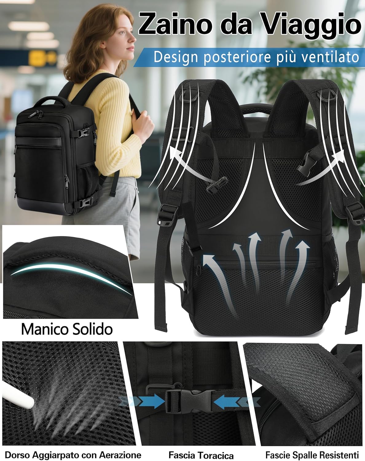 KLOSTAIN Ryanair Backpack 40 x 20 x 25 cm Travel A... - immagine 6