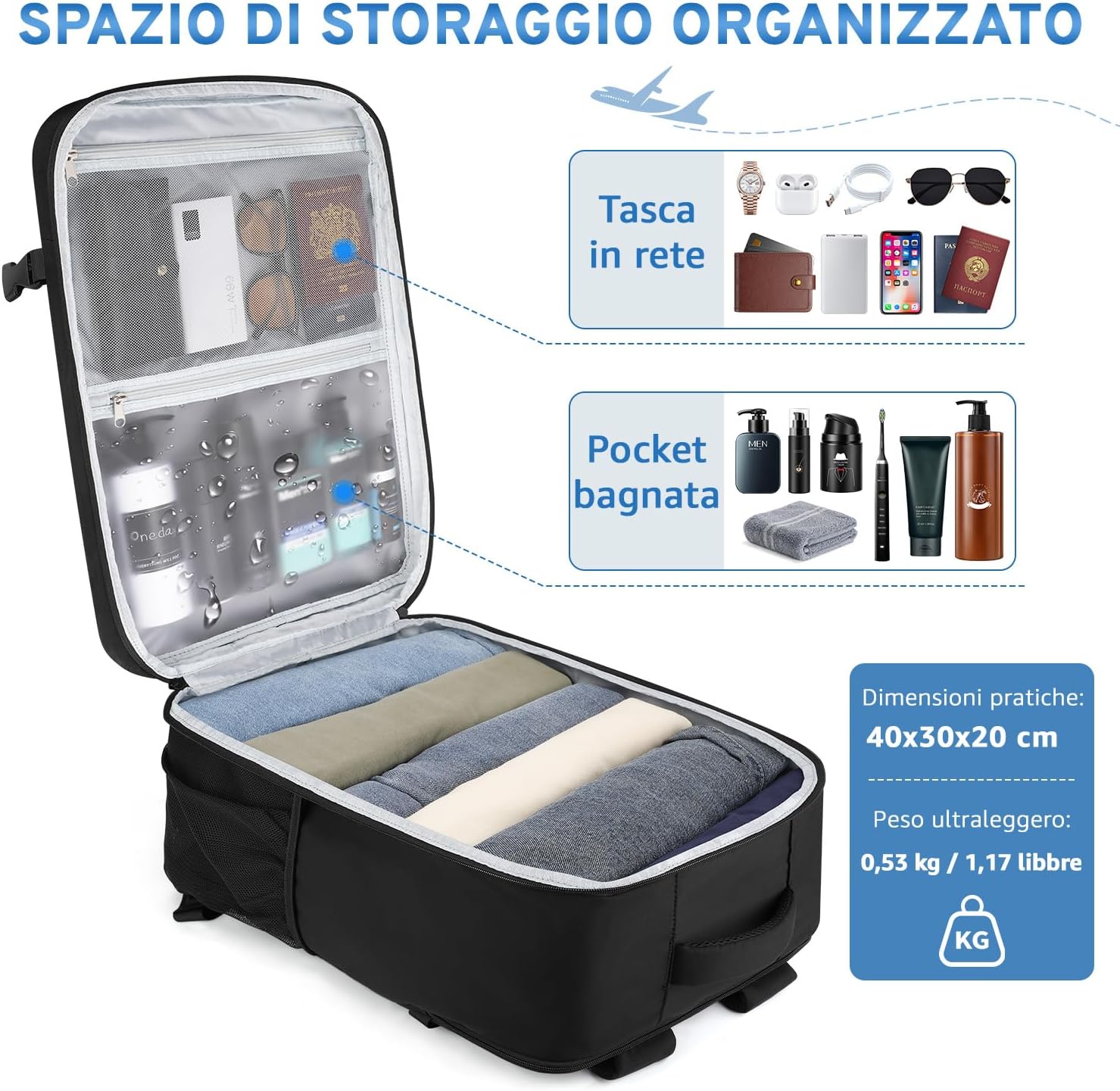 ZOMFELT Ryanair Backpack 40 x 30 x 20 cm, 24 L Han... - immagine 4