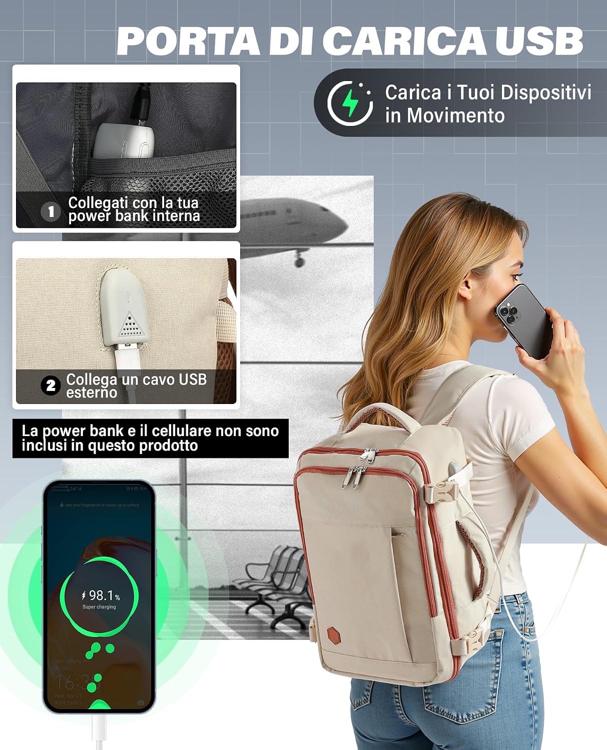 Van Kev Ryanair Backpack 40 x 20 x 25 cm for Trave... - immagine 8